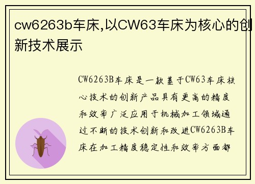 cw6263b车床,以CW63车床为核心的创新技术展示